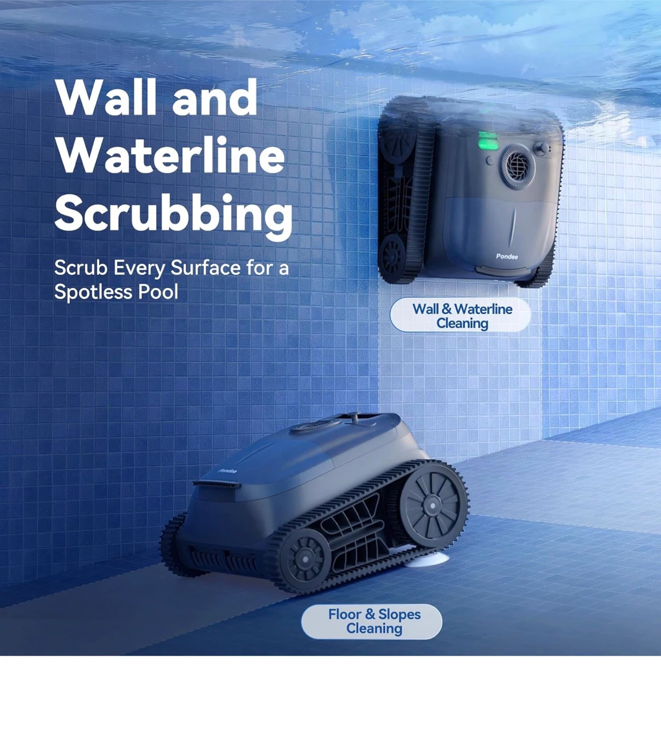 Pondee X5 Pool Vacuum Robot Wall & Waterline Cleaner - photo 3