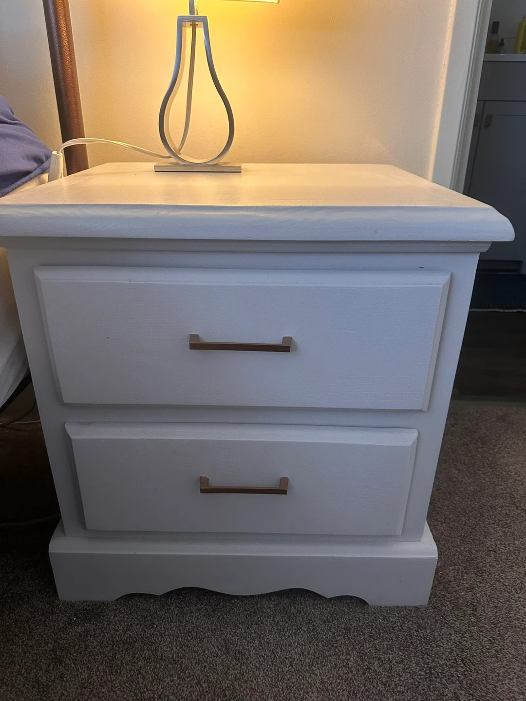 White Two-Drawer Nightstand - photo 2