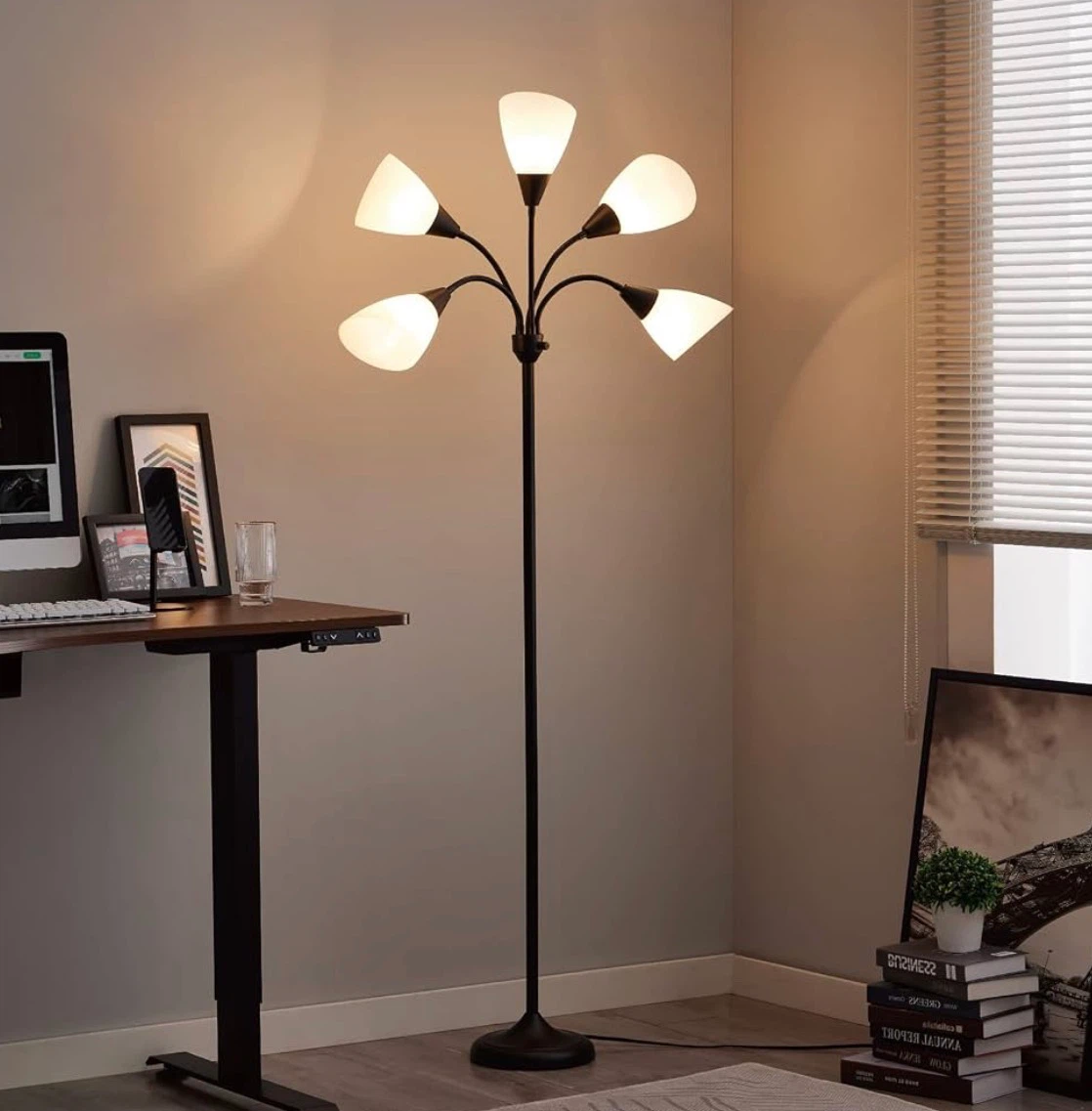 5-Light Floor Lamp - Black (Set of 2)