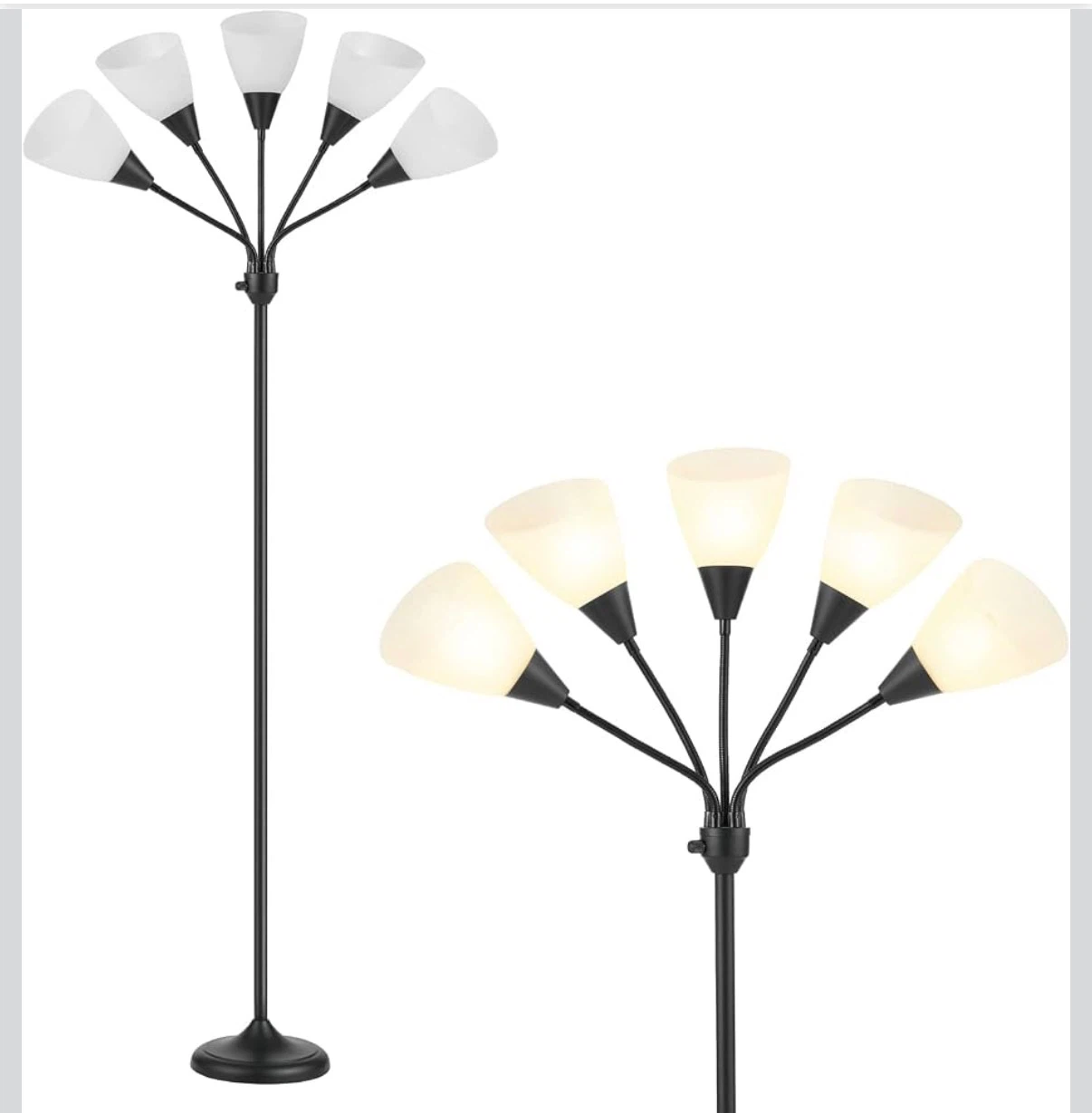 5-Light Floor Lamp - Black (Set of 2) - photo 3