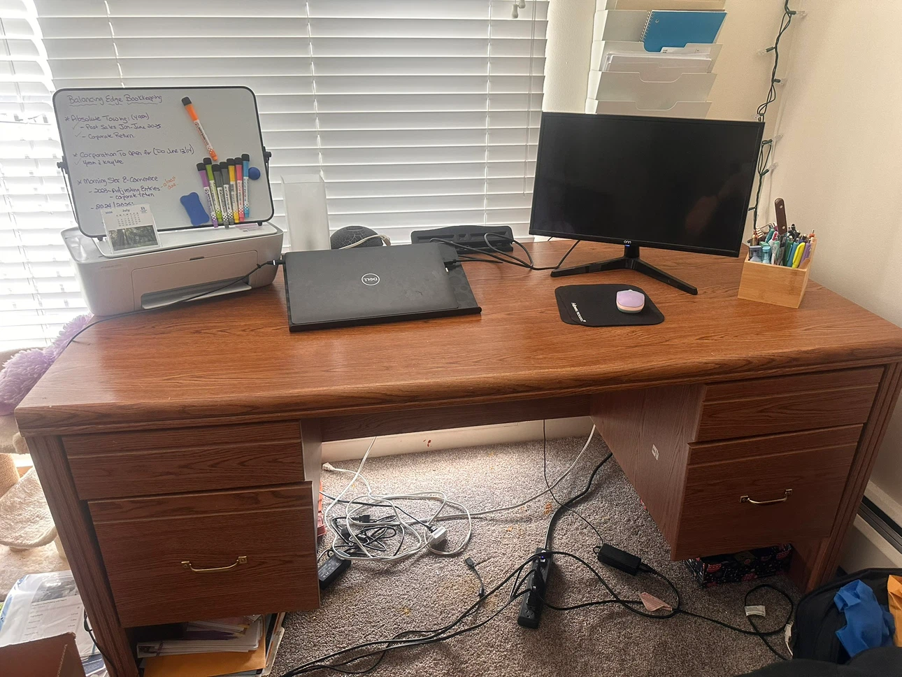 Wooden Desk with Drawers