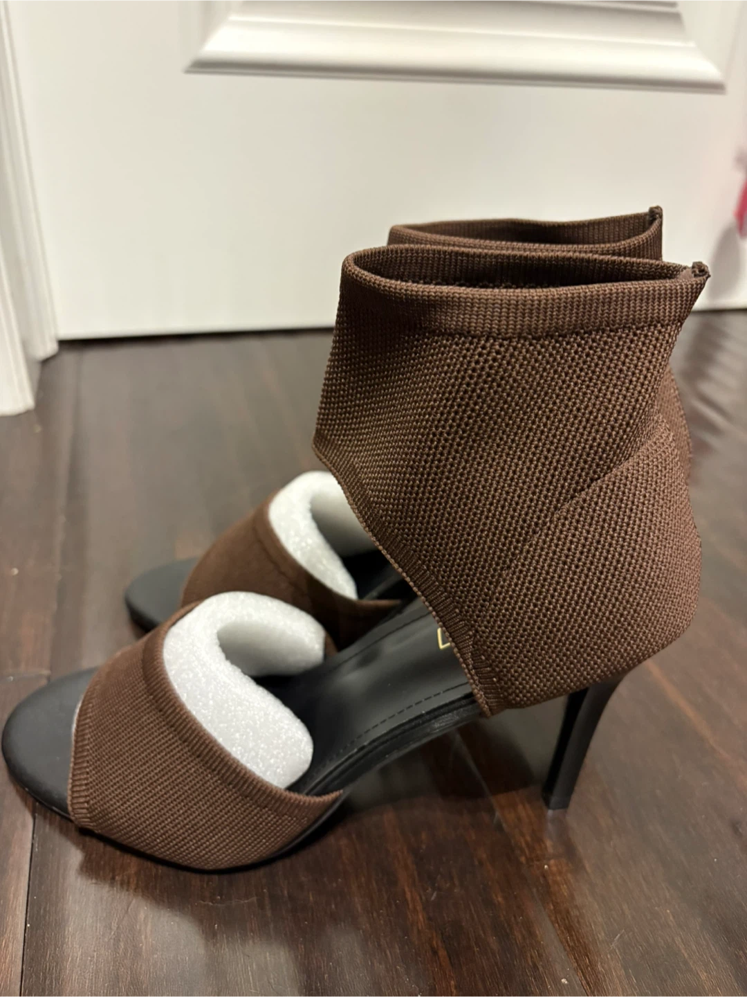 Brown Knit Ankle Strap Heels - photo 2