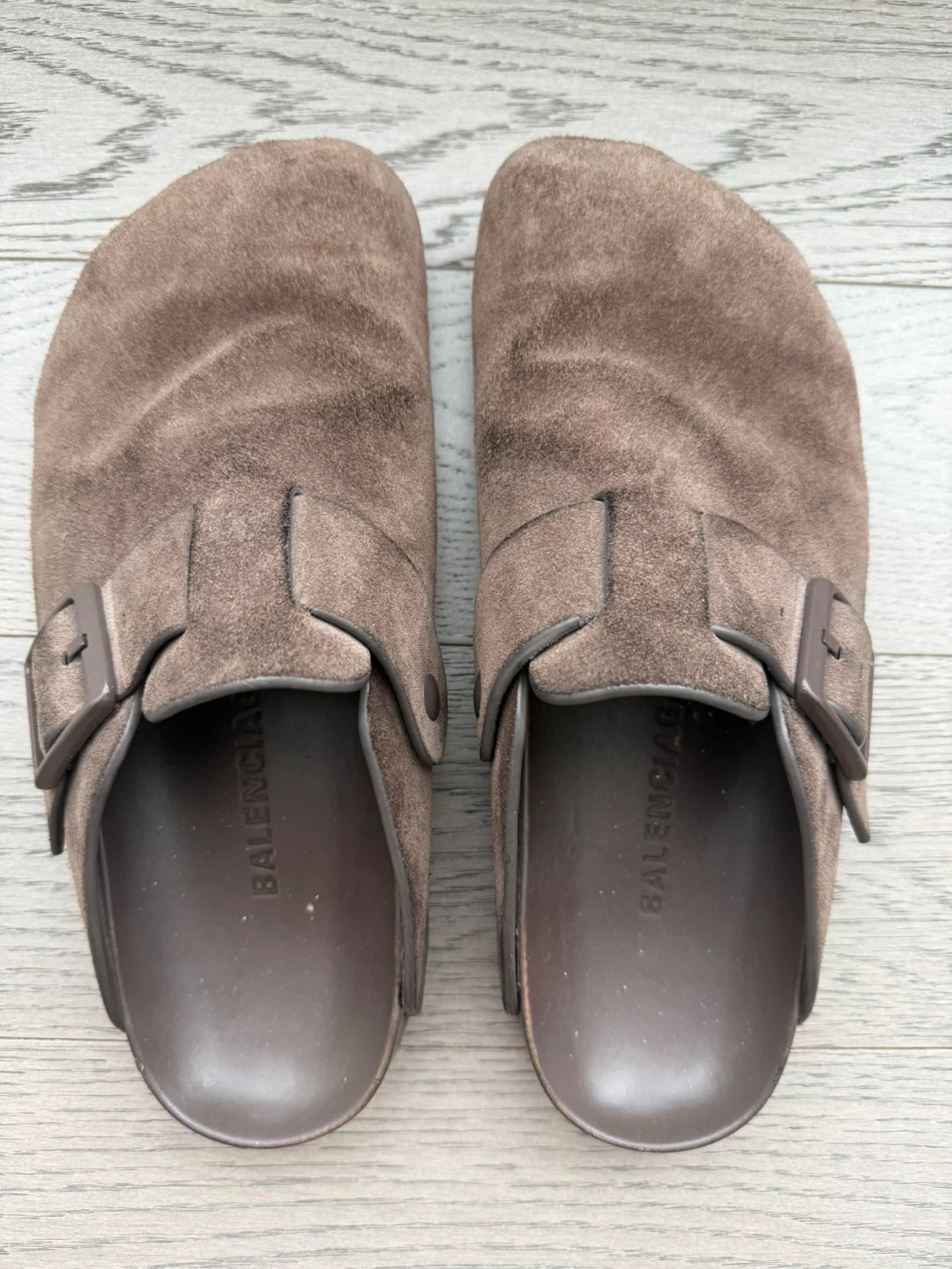 Balenciaga Brown Suede Clogs