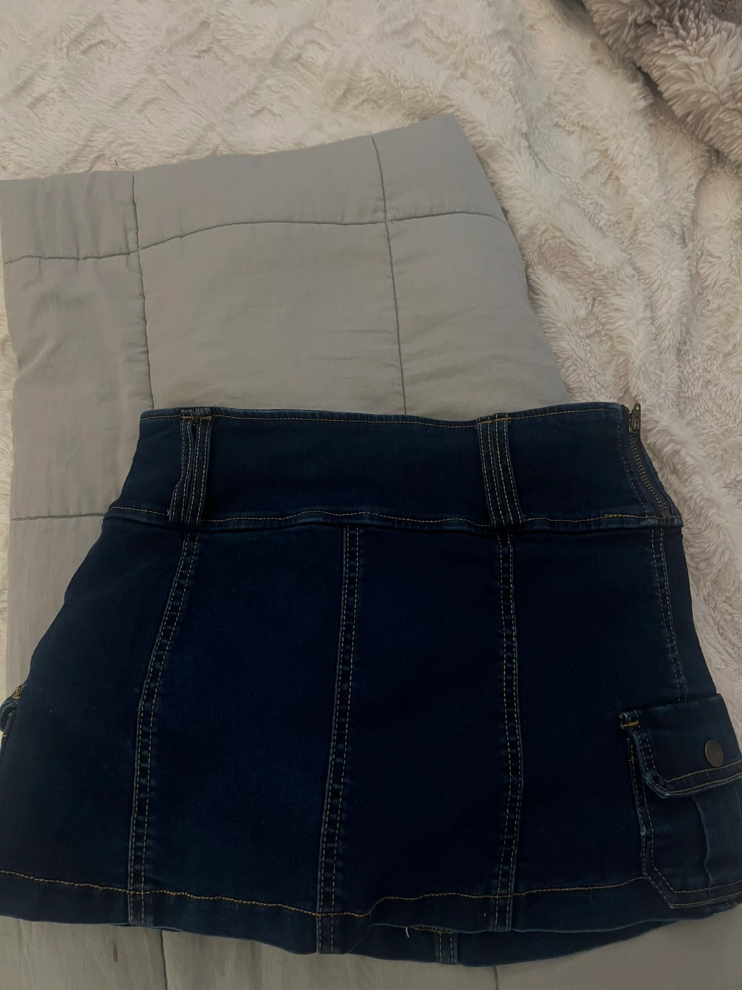 Garage Blue Denim Cargo Mini Skirt