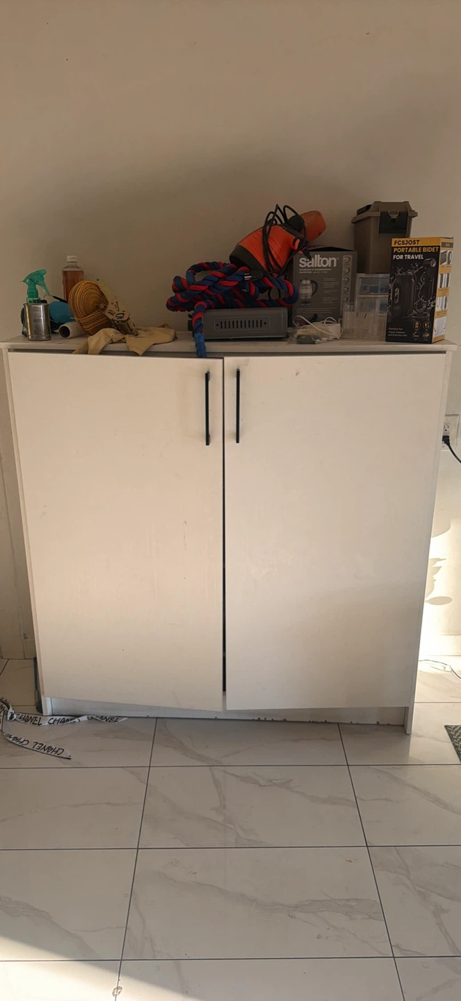White Two-Door Storage Cabinet - photo 2