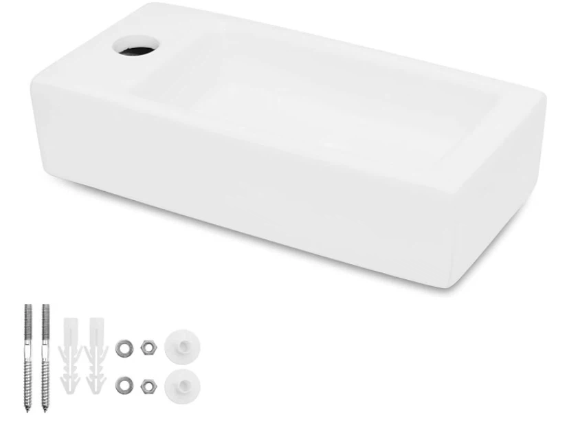 White Rectangular Wall-Mount Bathroom Sink