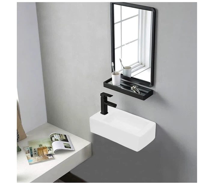 White Rectangular Wall-Mount Bathroom Sink - photo 2