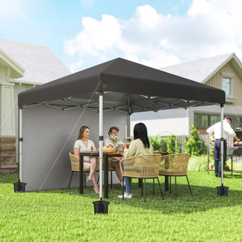 Black Pop-Up Canopy Tent with Sidewalls - 10ft x 10ft