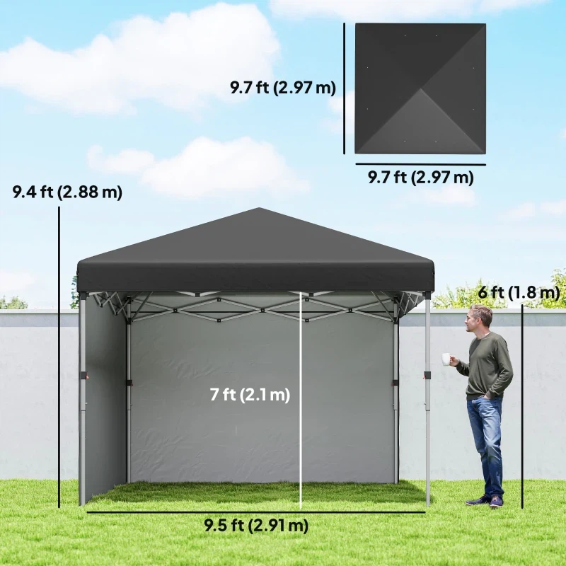 Black Pop-Up Canopy Tent with Sidewalls - 10ft x 10ft - photo 3