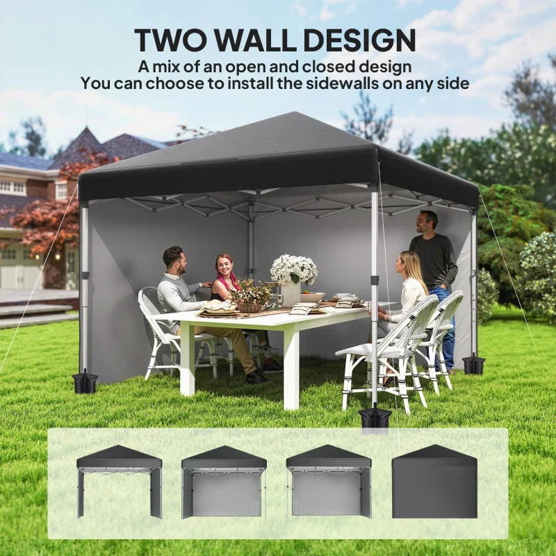 Black Pop-Up Canopy Tent with Sidewalls - 10ft x 10ft - photo 4
