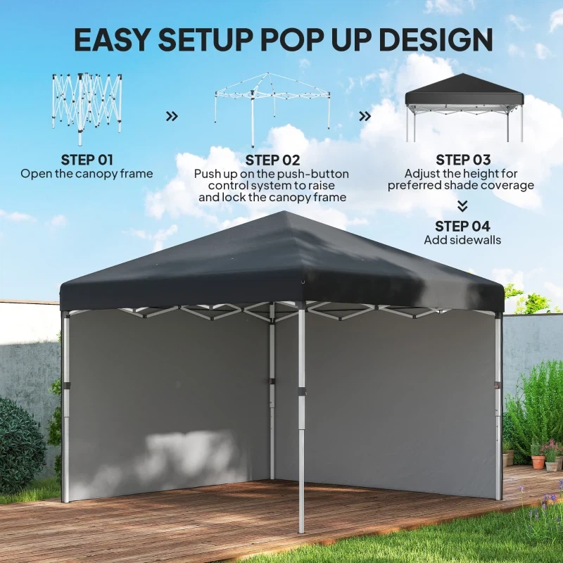 Black Pop-Up Canopy Tent with Sidewalls - 10ft x 10ft - photo 5