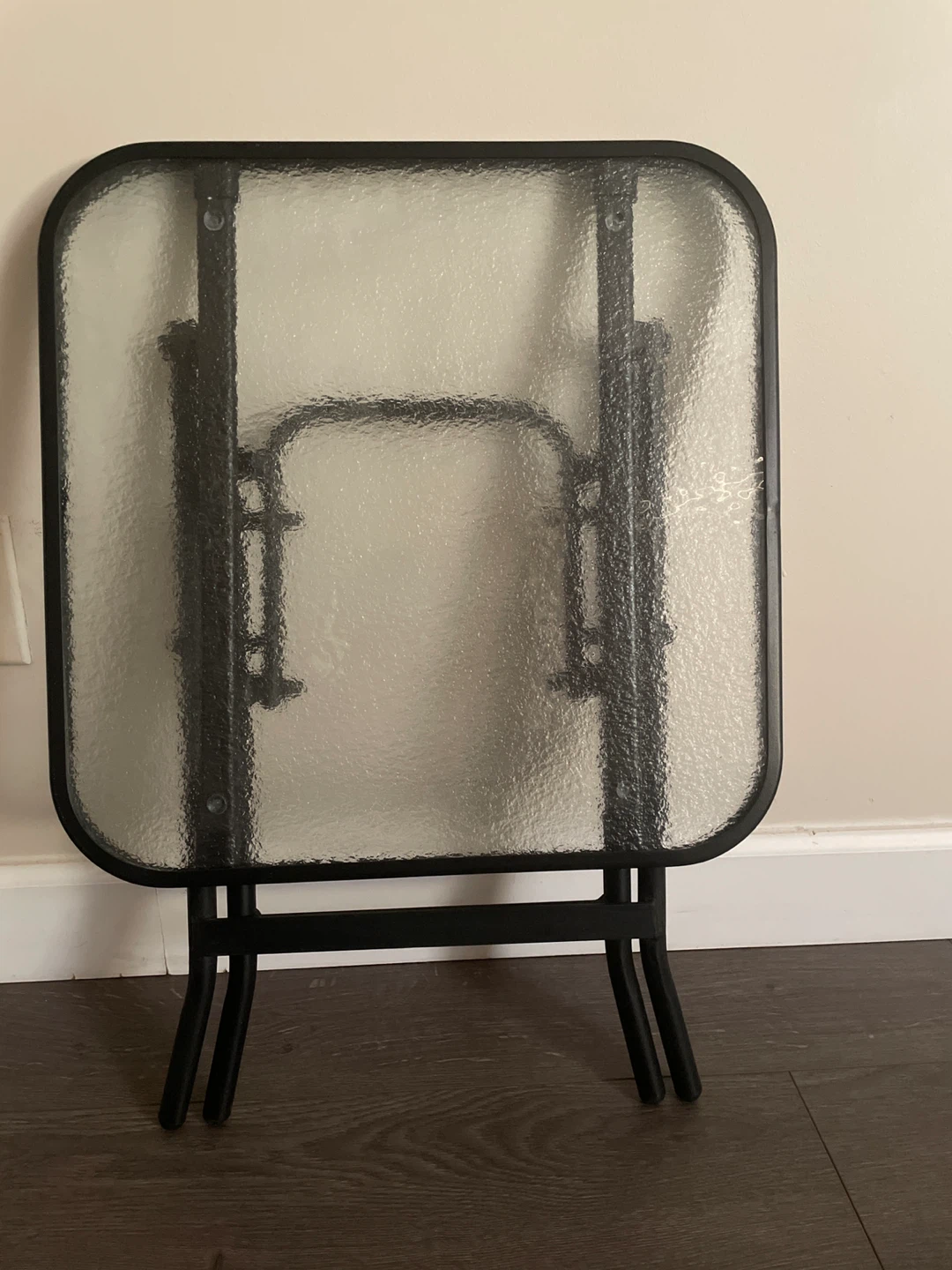 Foldable Glass Top Side Table