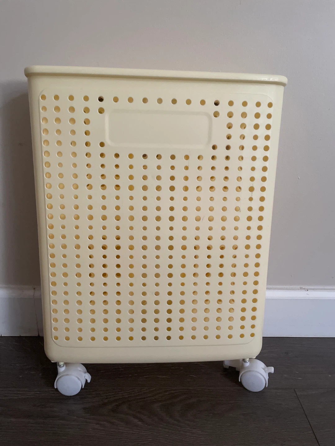 Cream Laundry Basket with Wheels