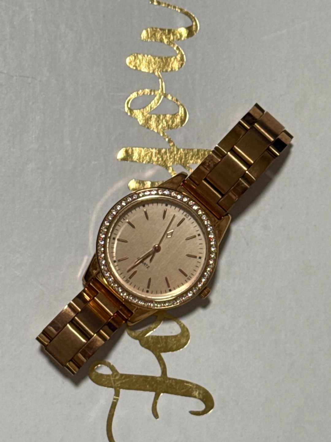 Rose Gold Crystal Bezel Watch