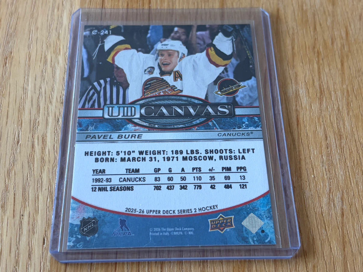 25-26 Pavel Bure UD Canvas Canucks Hockey Card C-241 - photo 2