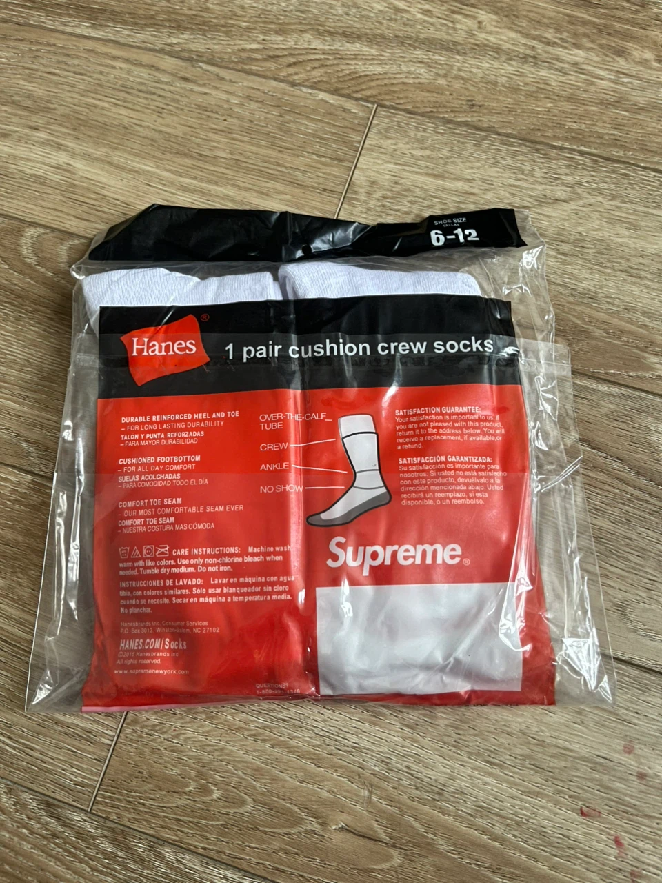 Supreme Hanes Cushion Crew Socks White Size 6-12 - photo 3
