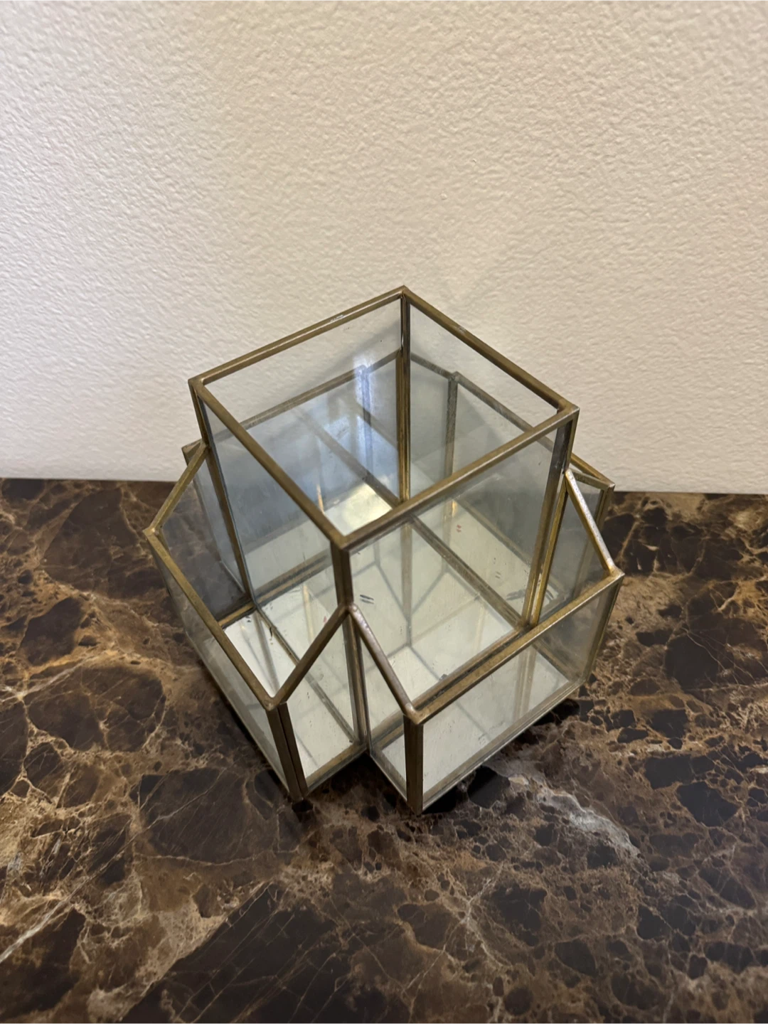 Brass and glass cosmetic organizer