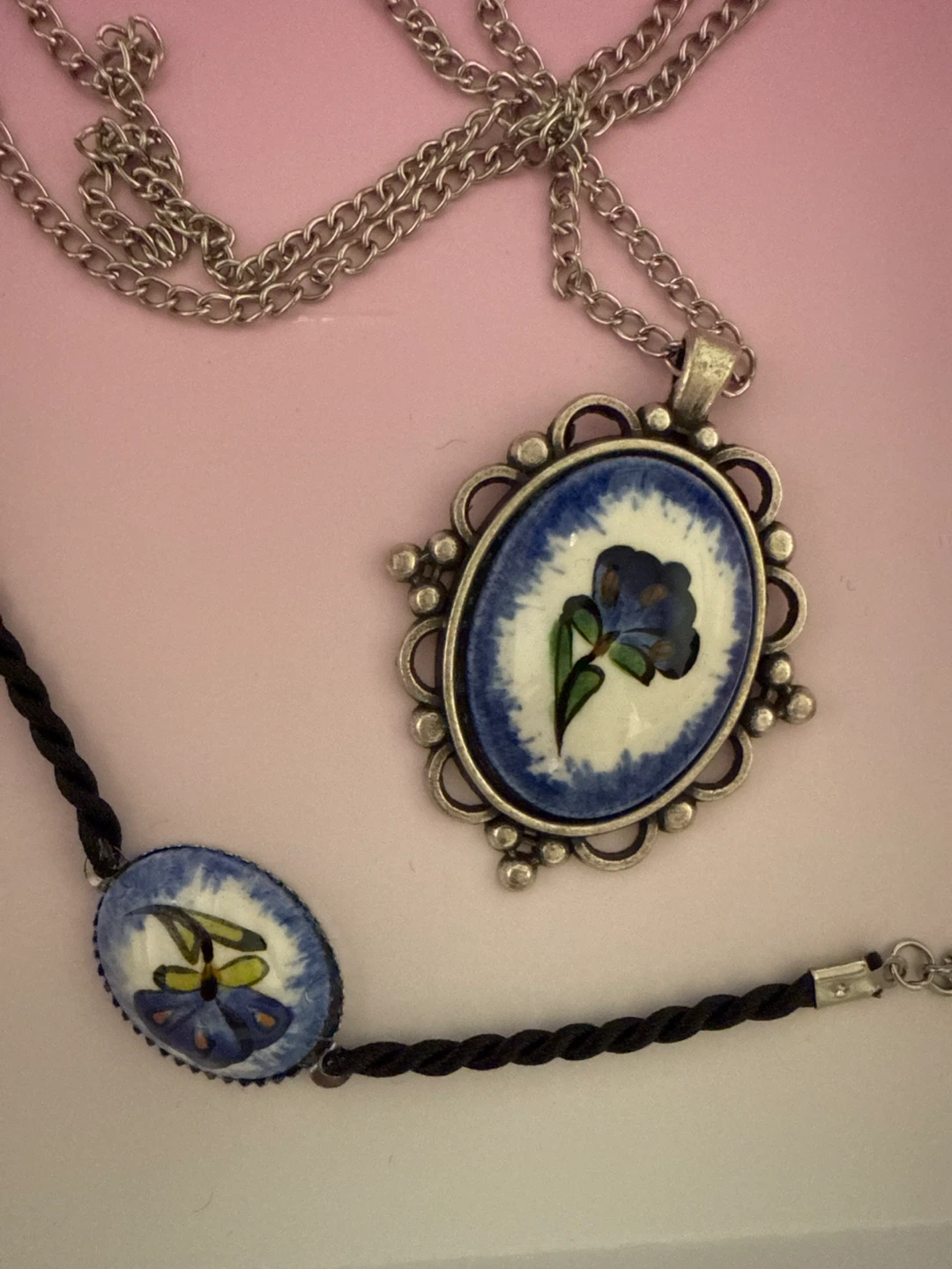 Silver-tone Floral Pendant Necklace and Bracelet Set - photo 3