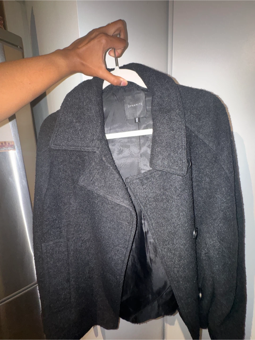 Dynamite Black Wool Blend Peacoat