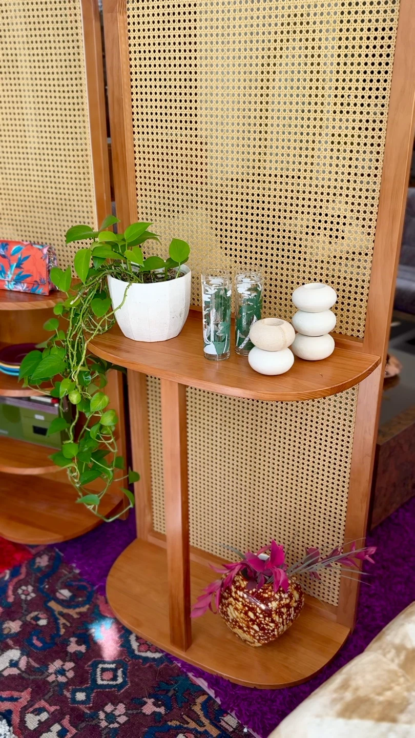 Arched Cane Room Dividers with Shelves - photo 5