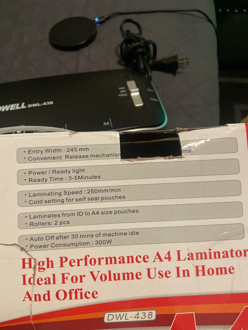 DOWELL DWL-438 A4 Laminator - photo 3