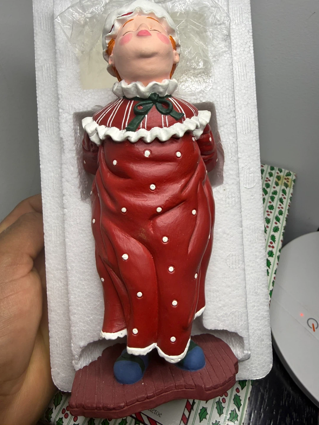 Christmas Figurine - Mrs. Claus Holding Gift