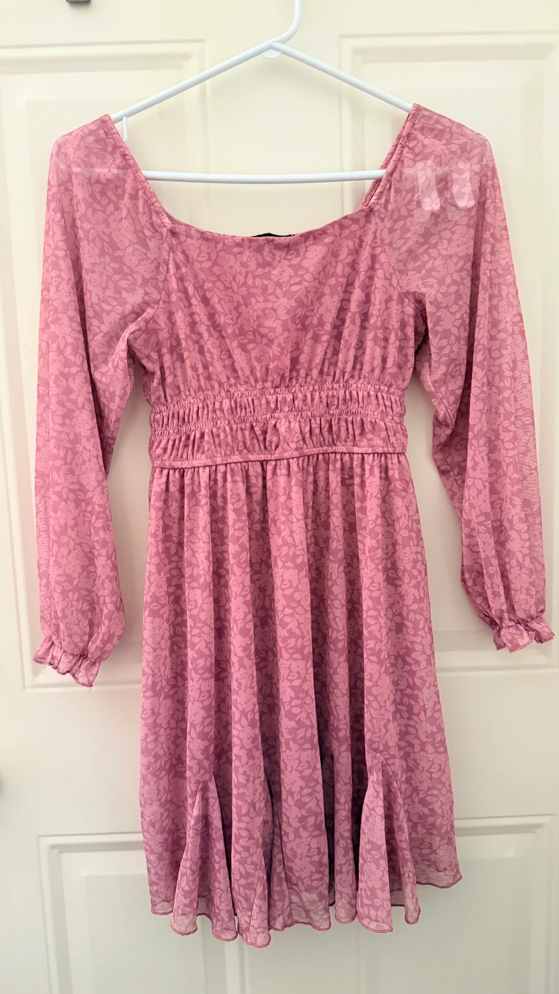 Pink floral mini dress. size M/L - photo 2