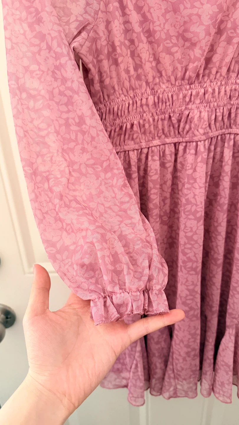 Pink floral mini dress. size M/L - photo 3