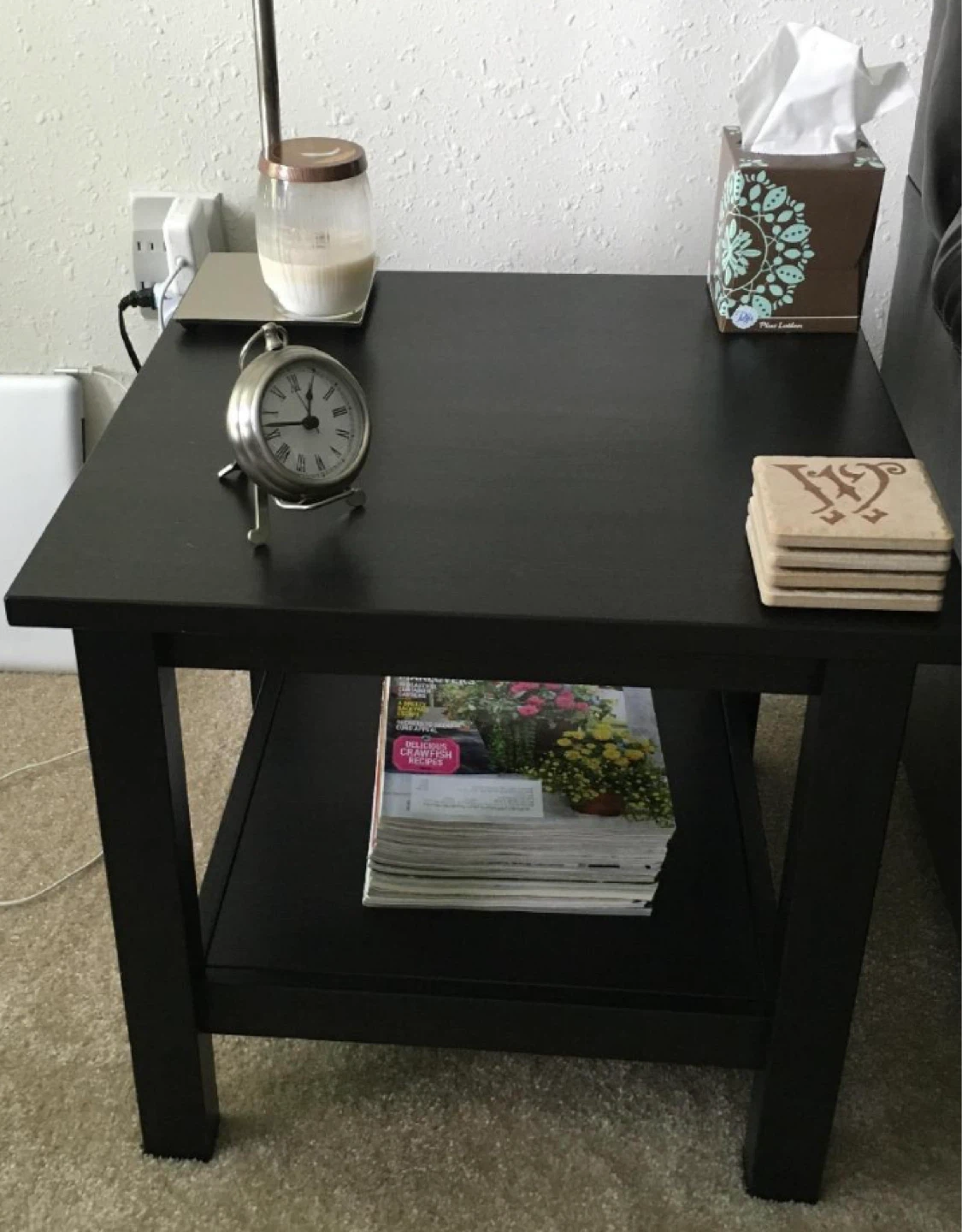 Black End Table with Shelf