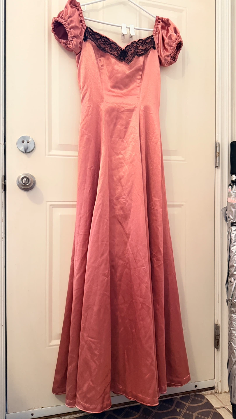 Pink Satin Lace Trim Maxi Dress Size M/S - photo 2