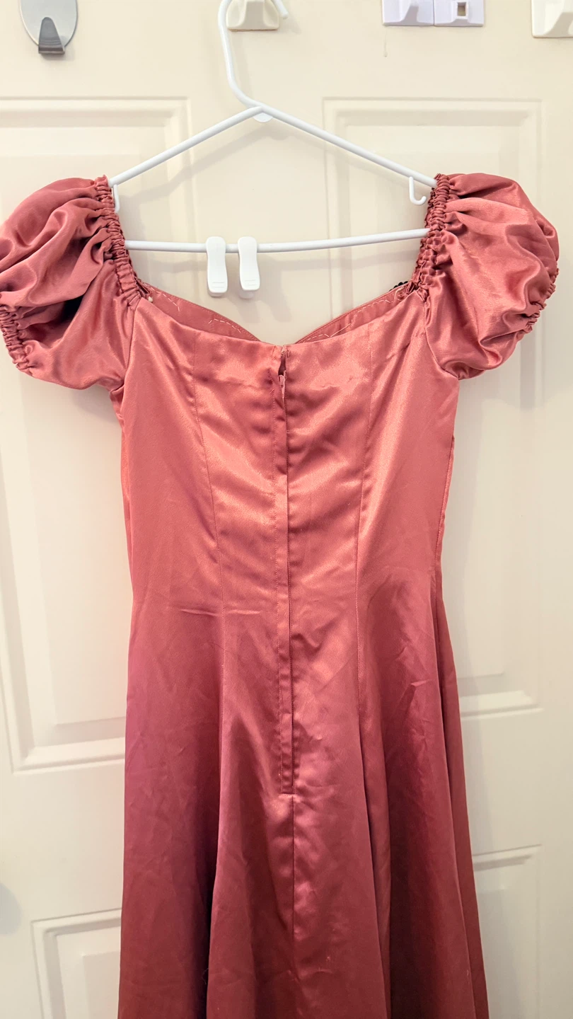Pink Satin Lace Trim Maxi Dress Size M/S - photo 4