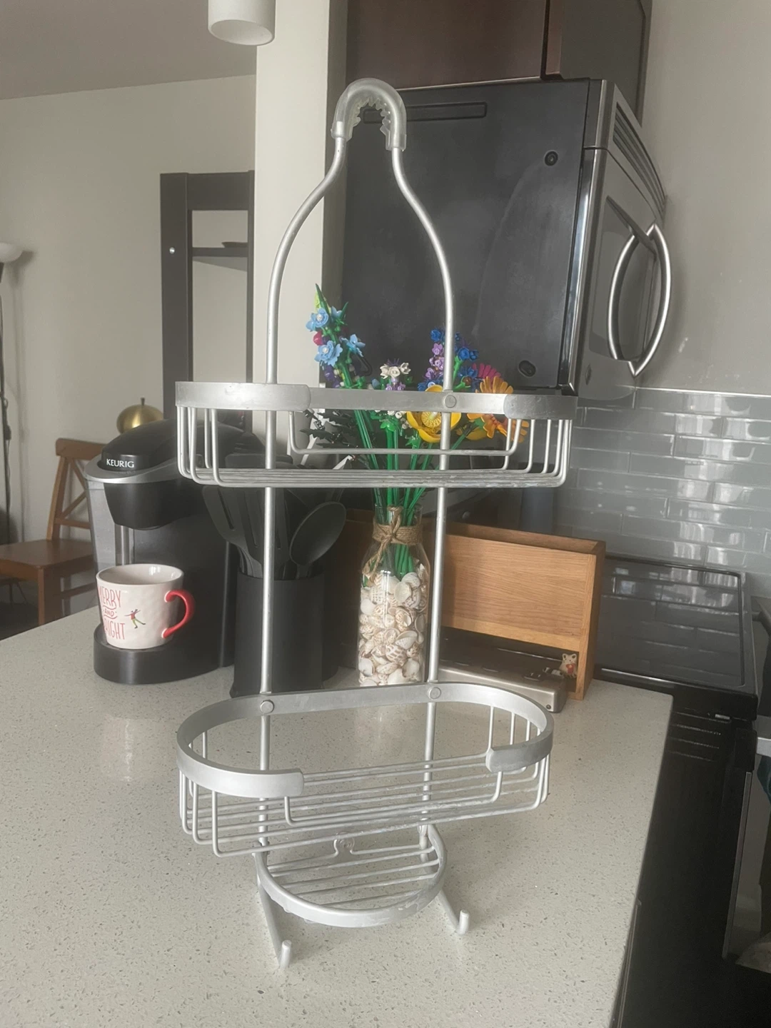 Silver 2-Tier Shower Caddy