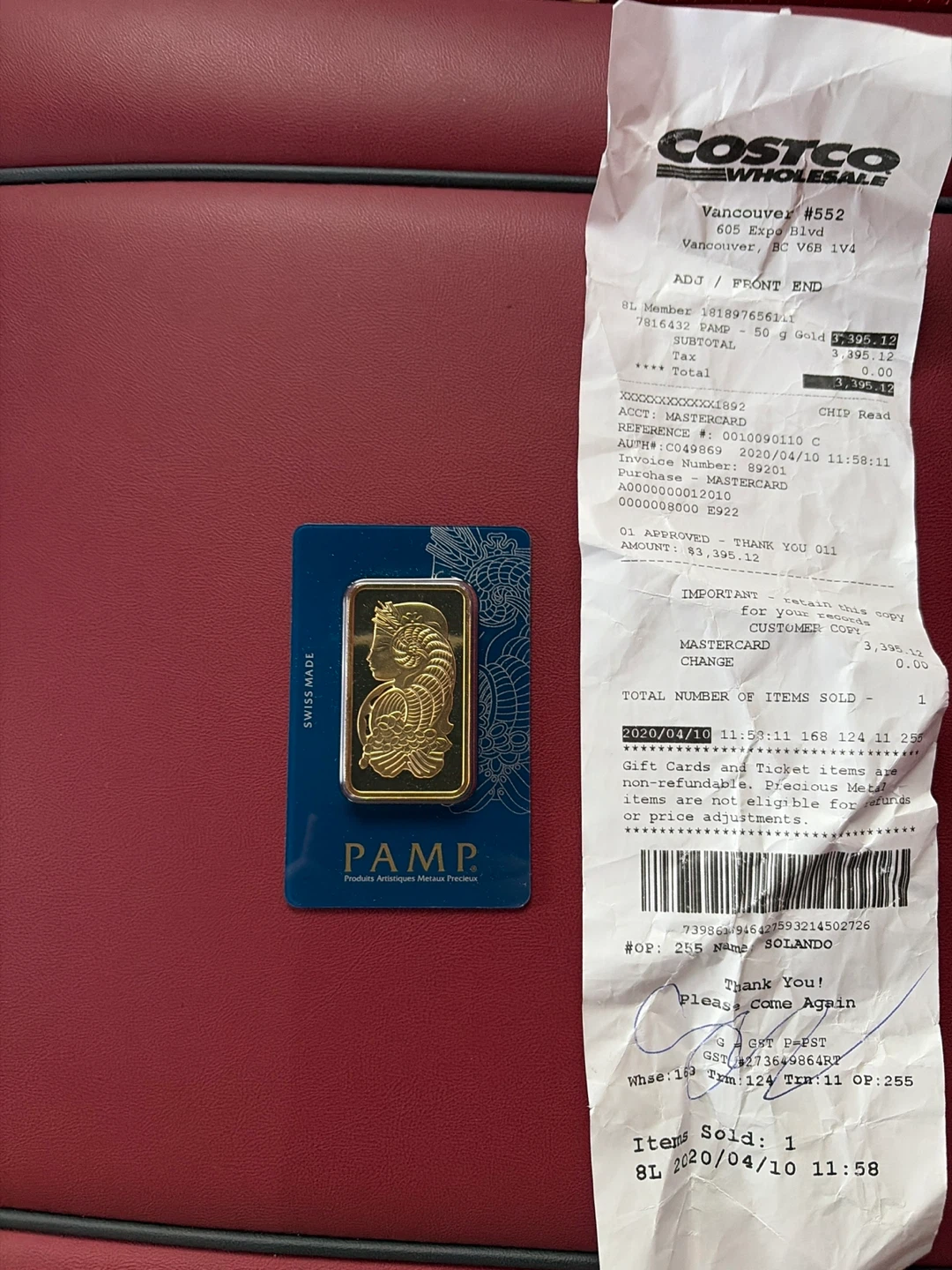PAMP Suisse 50g Fine Gold 999.9 Bar