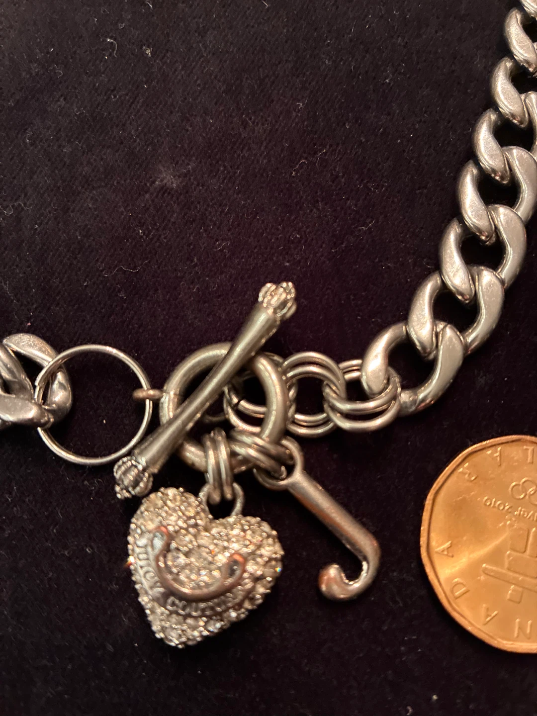 Juicy Couture Silver Heart Charm Choker Necklace - photo 4