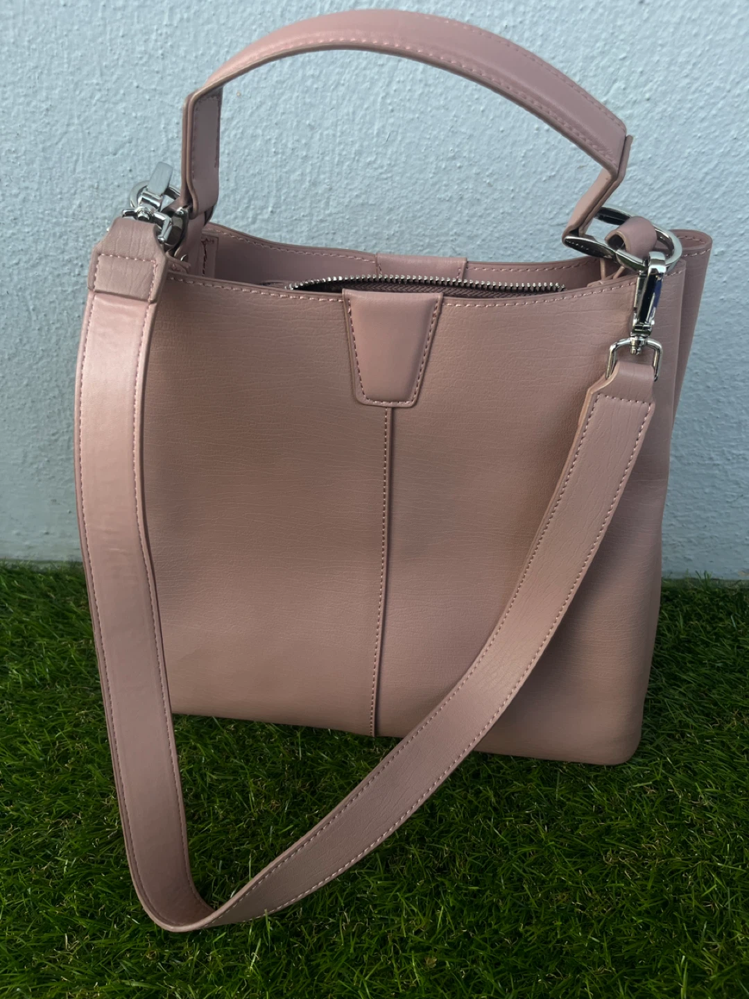 Blush Pink Faux Leather Handbag