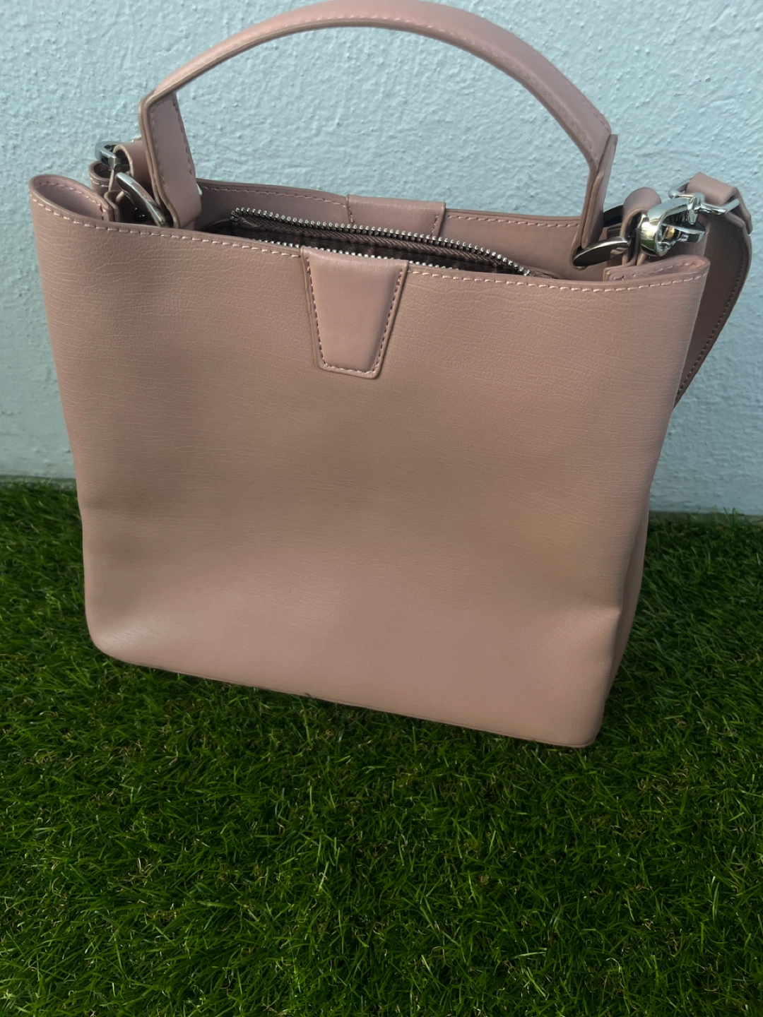 Blush Pink Faux Leather Handbag - photo 2