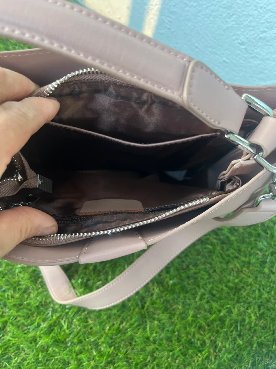 Blush Pink Faux Leather Handbag - photo 4