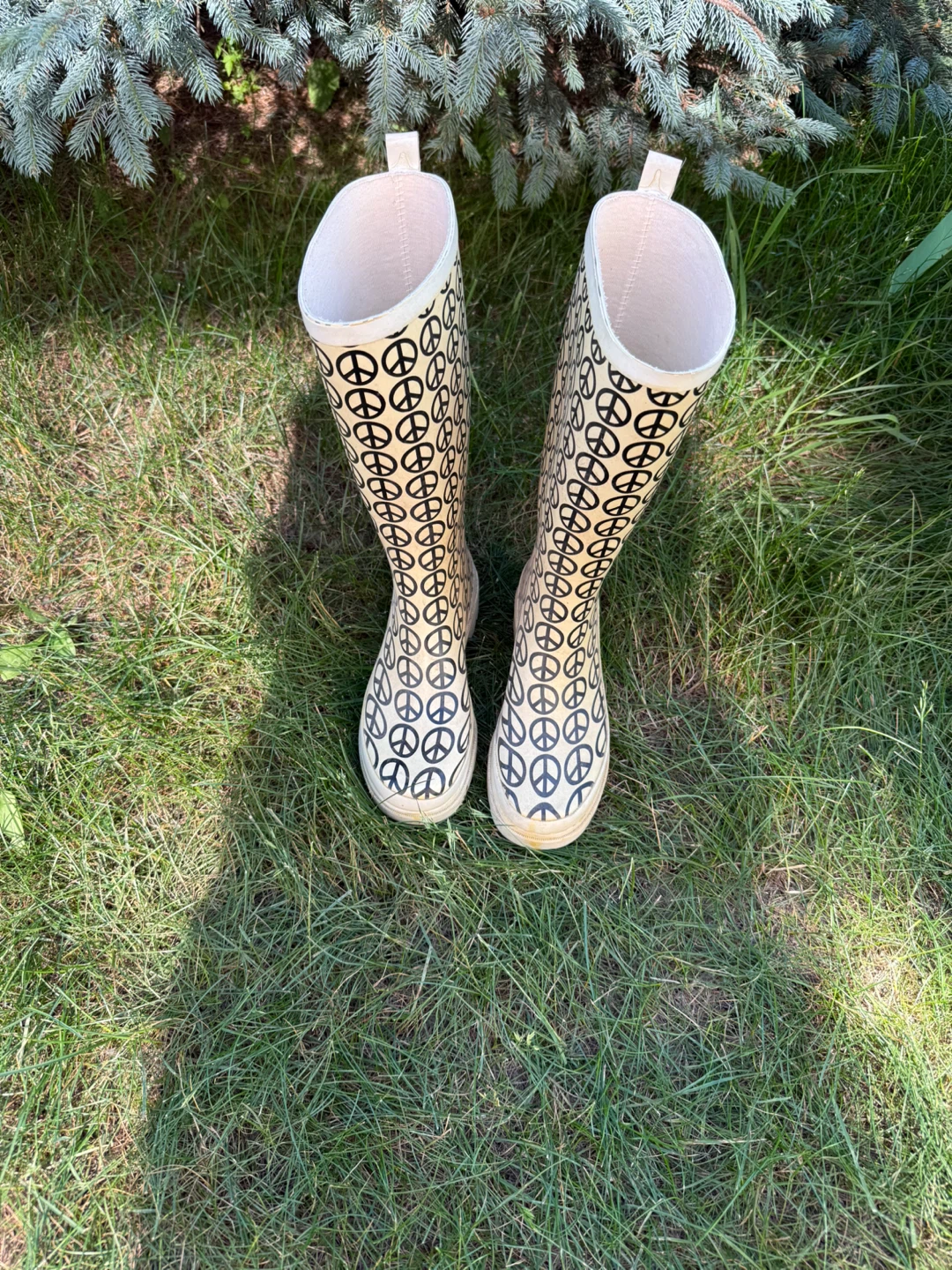 Peace Sign Rain Boots Ladies Size 7