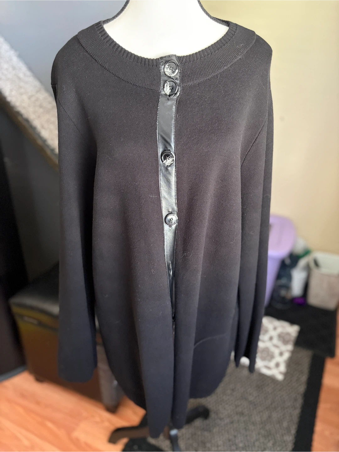 Evan-Picone Woman Black Cardigan 1X