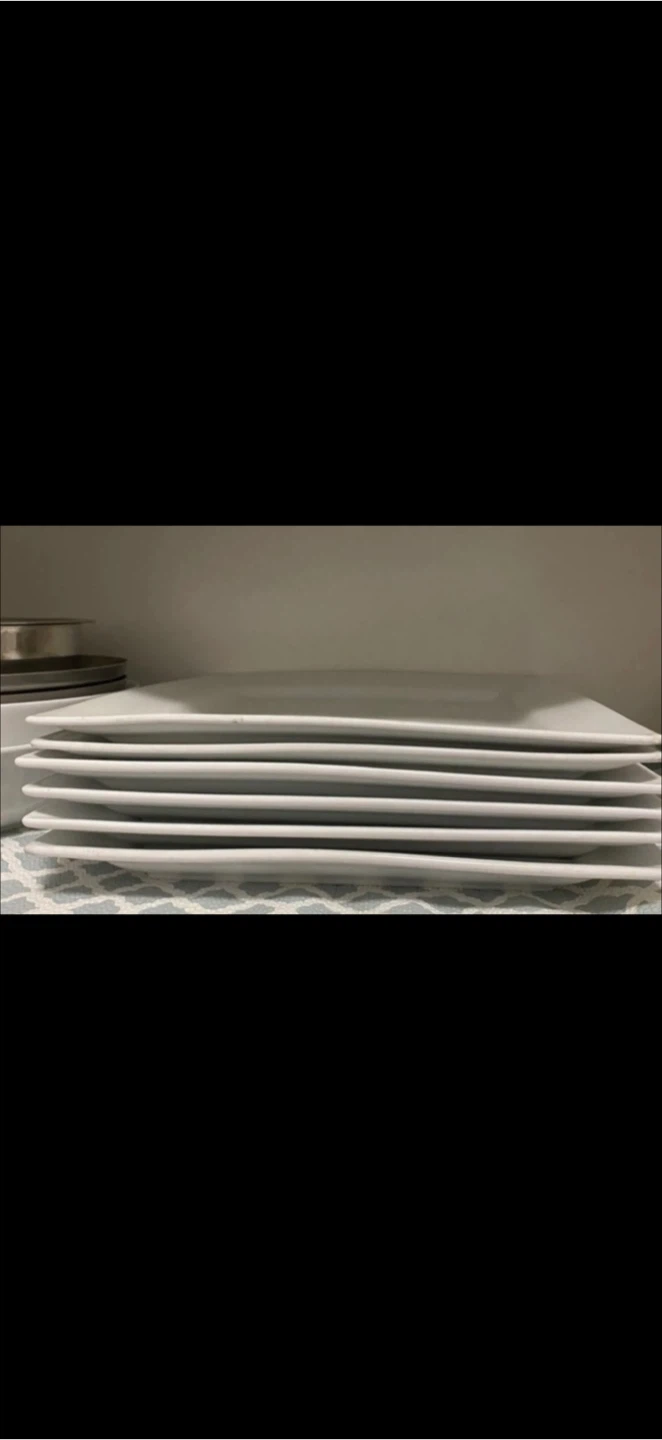 Set of 6 White Square Dinner Plates - photo 2