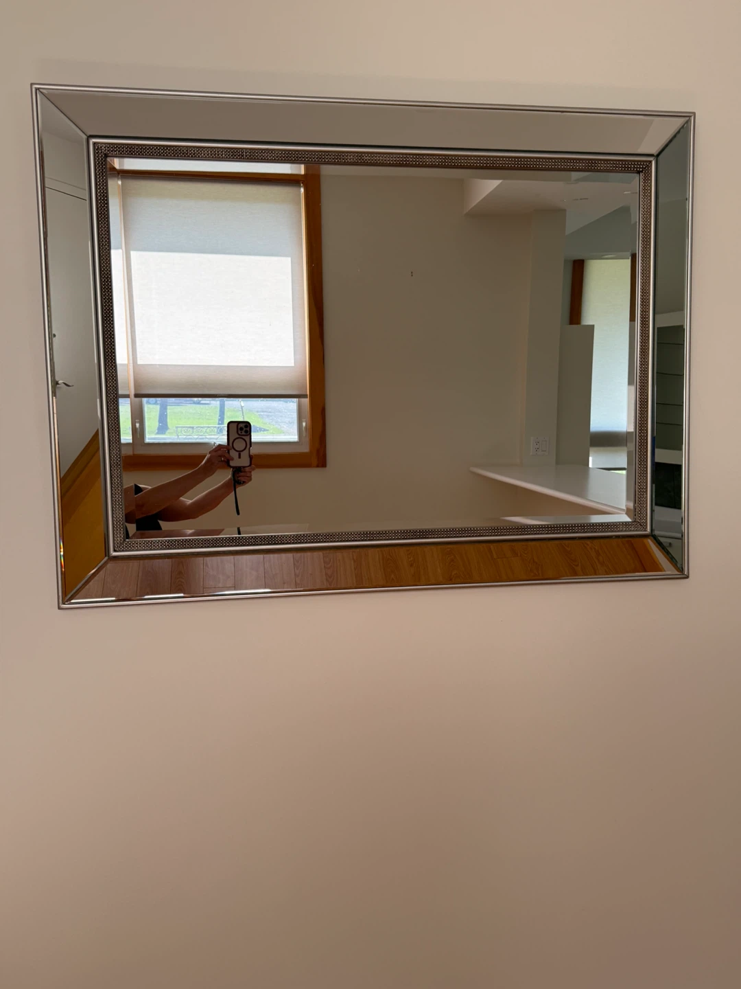 Large Decorative Bevelled Mirror with Crystal Accents