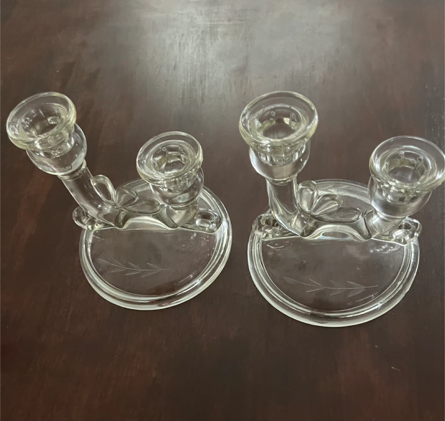 Set of 2 Glass Candlesticks
