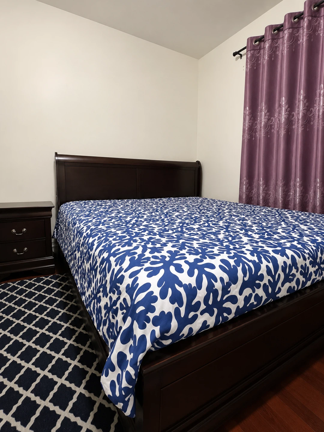 Wooden king size bed and Nightstand with 2 Drawers