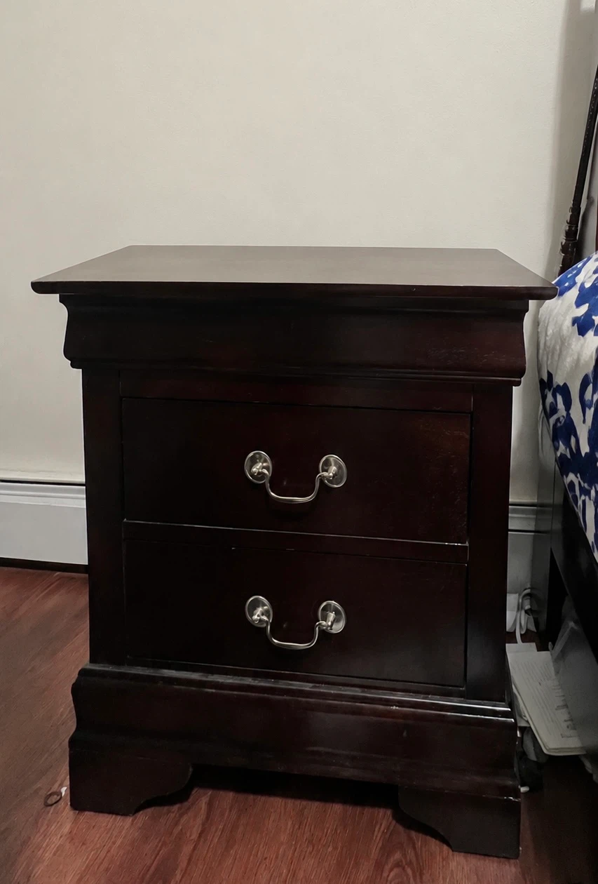 Wooden king size bed and Nightstand with 2 Drawers - photo 2
