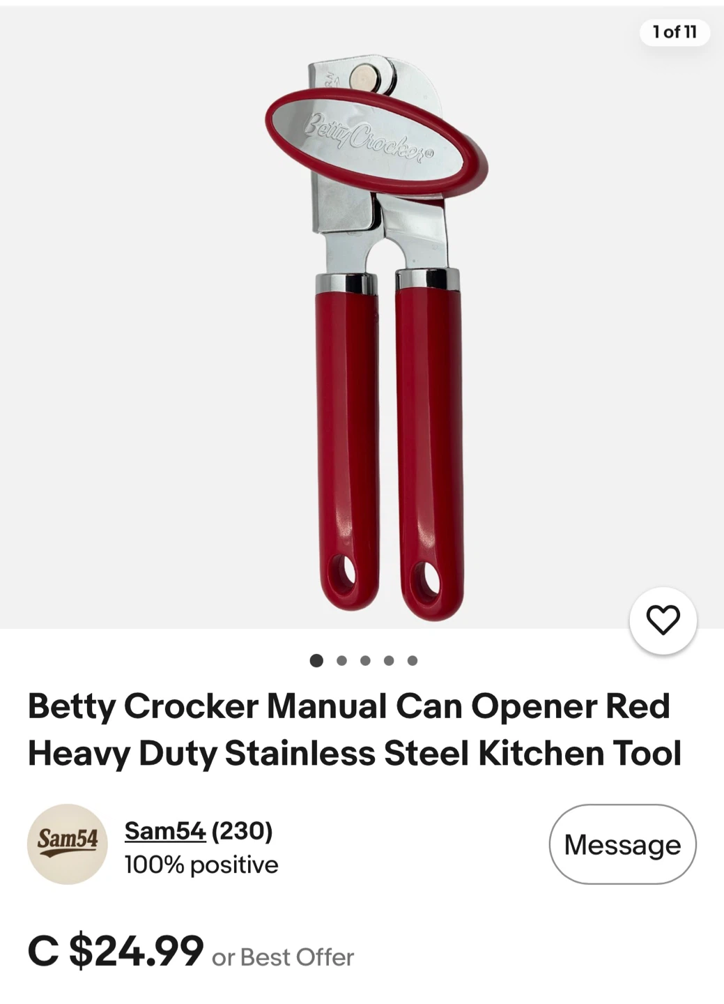 Betty Crocker Manual Can Opener - Red - photo 2