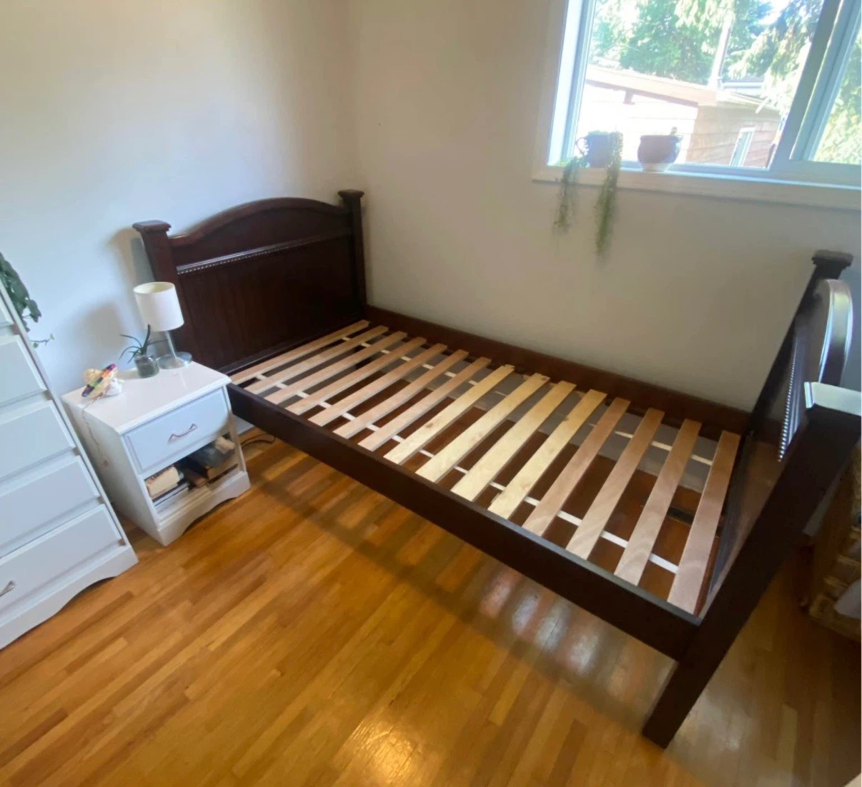 Twin bed frame brown wooden
