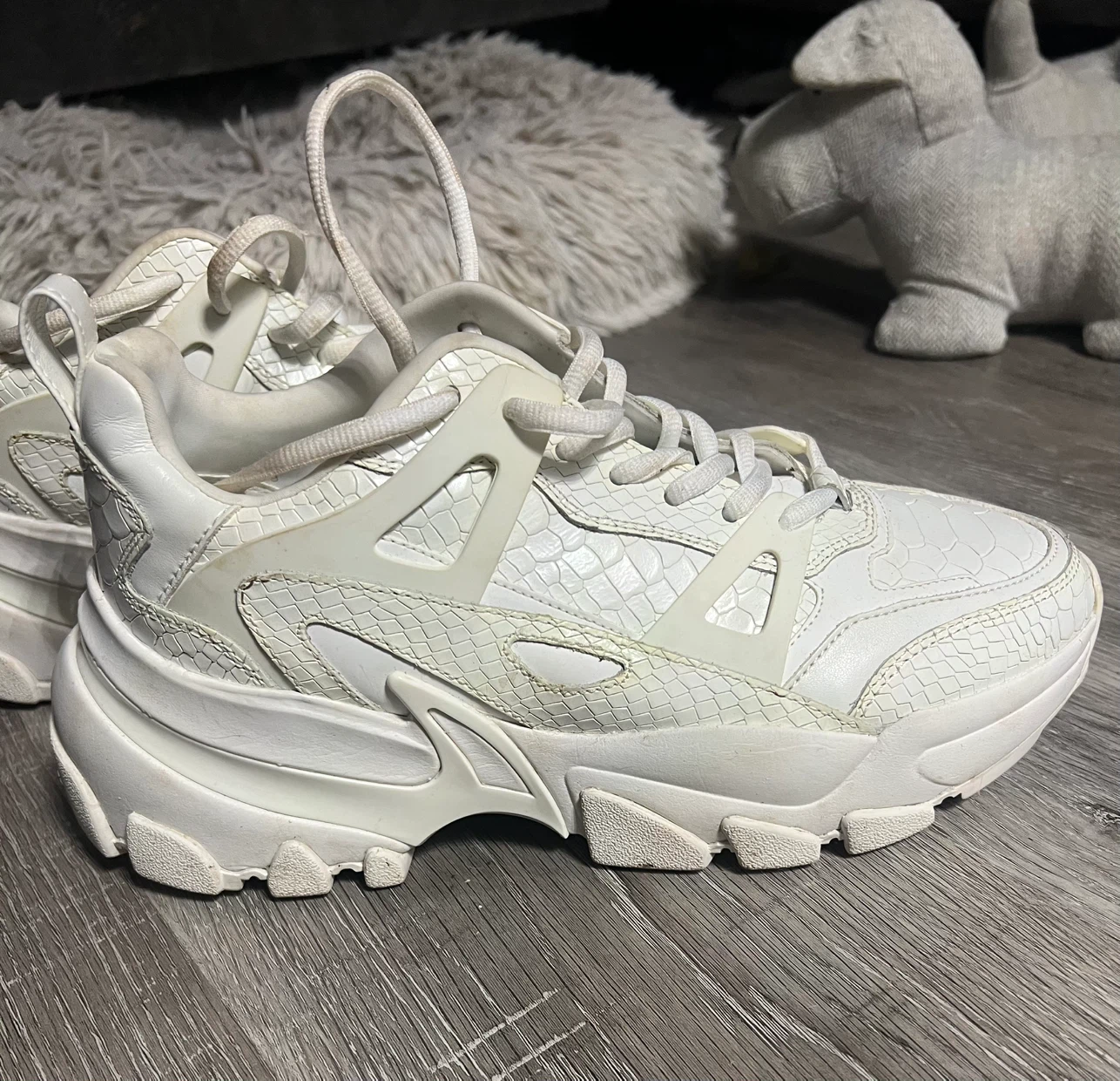 Michael Kors White Snake Embossed Chunky Sneakers