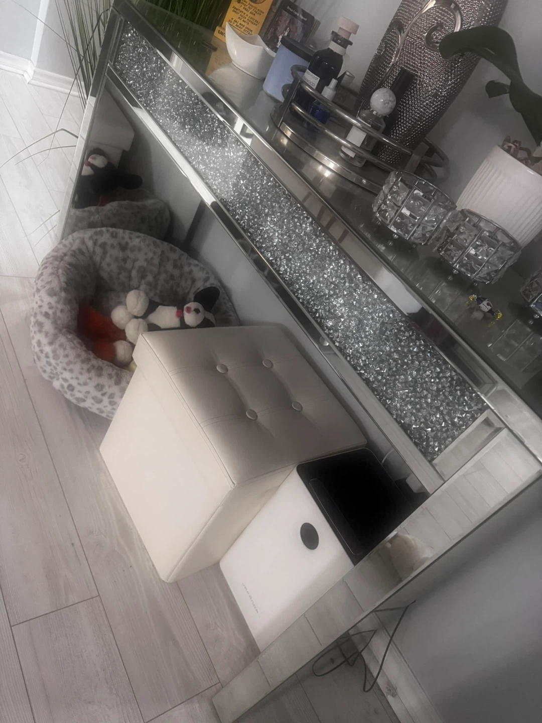 Crushed Crystal Mirrored Coffee Table and console