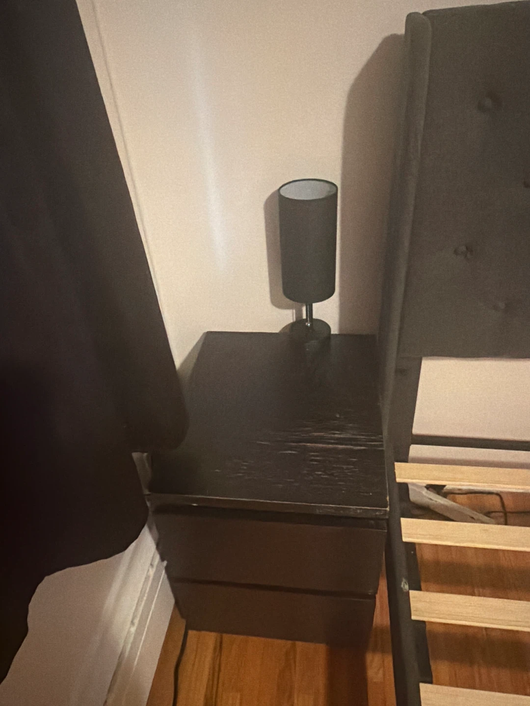 Black 2-Drawer Nightstand& Charging lamps - photo 2