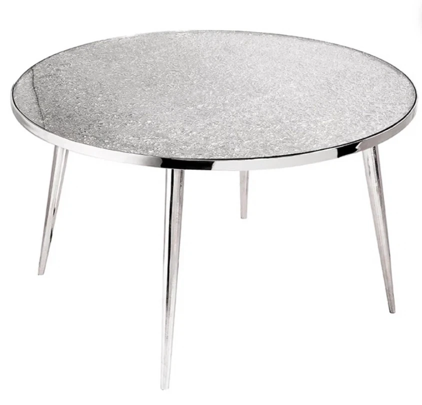 Modern Round Coffee Table – Textured Glass Top - photo 5